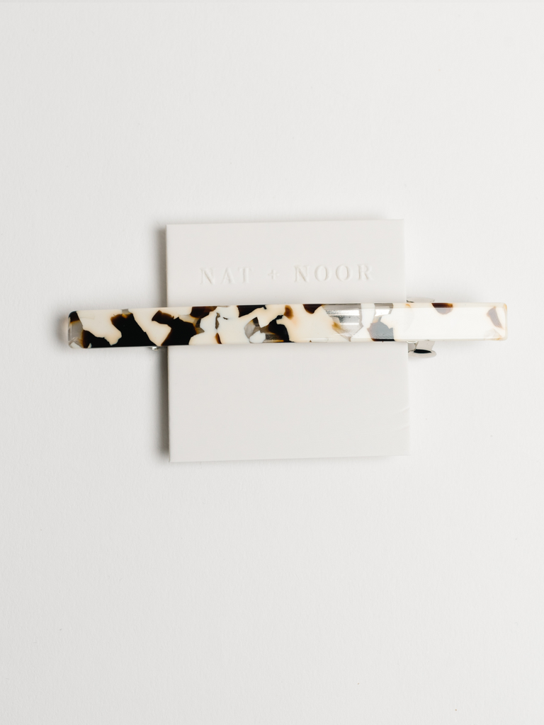 NAT + NOOR - Jela | Alligator Hair Clip | Hair Barrette | Assorted: Brown + Cream Checkered