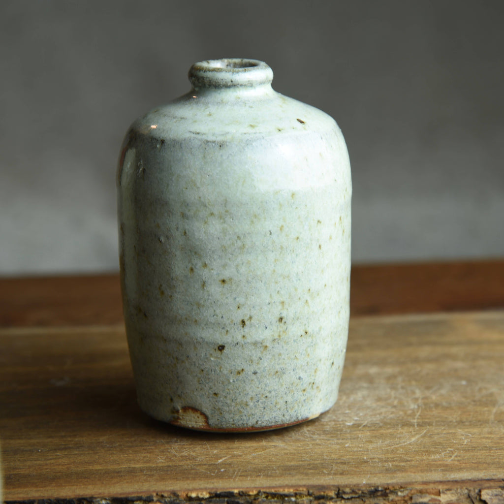 Matt Fishman Pottery - Bud Vase in White Ash Glaze Foraged Clay