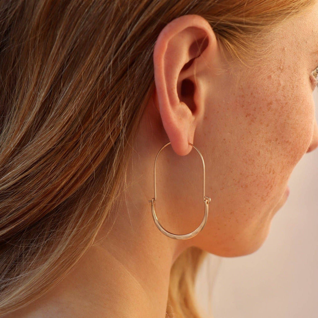 Token Jewelry - Hammered Paloma Hoops in 14k Gold Fill