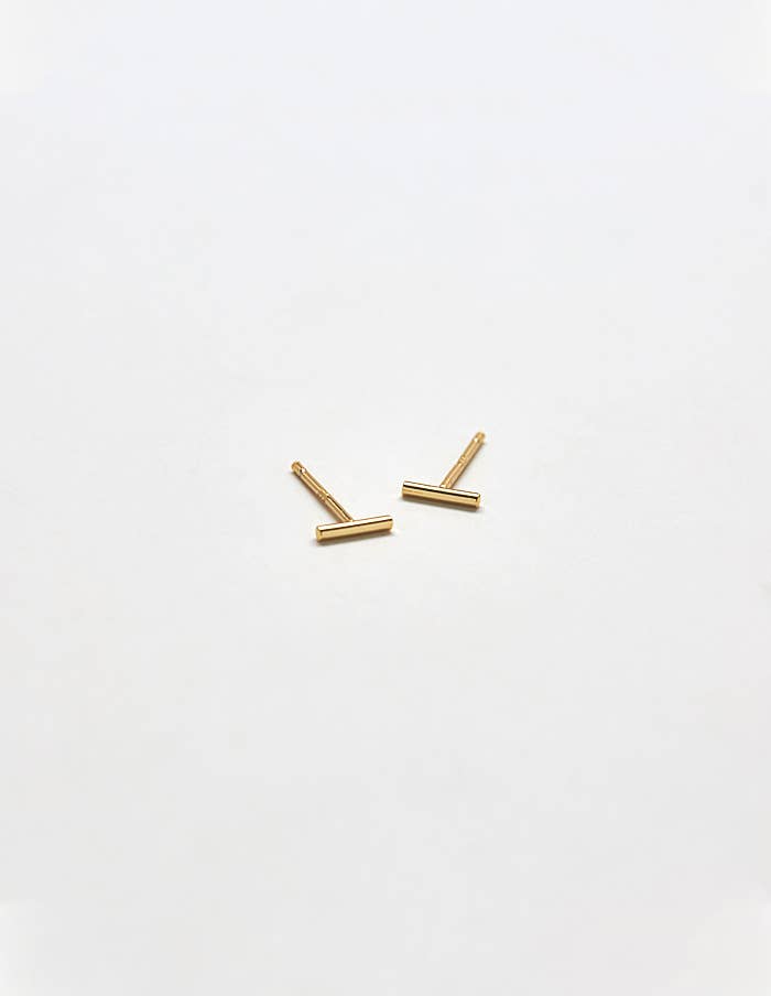 Admiral Row - Gold Vermeil Mini Bar Stud Earrings