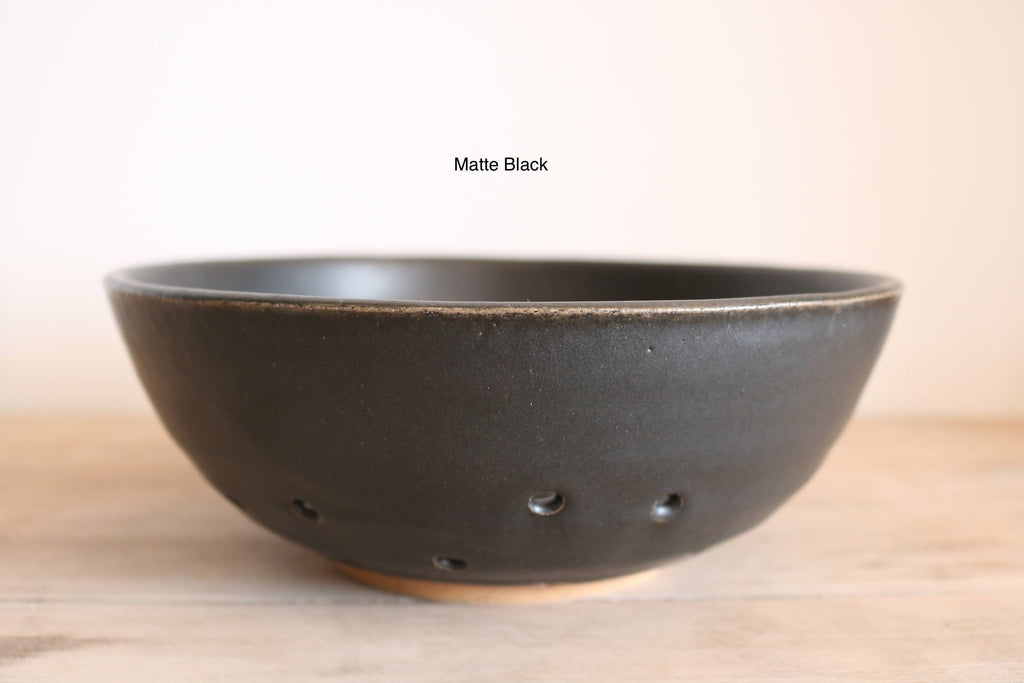 KJ Pottery - Berry Bowl: Moss Green / Raw rim