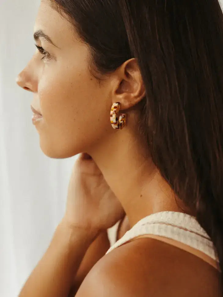 NAT + NOOR - Ray | Hoop Earrings | Medium Size | Assorted: Tiger Green