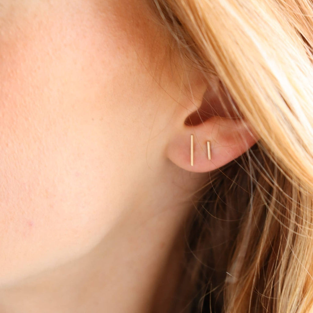 Token Jewelry - Bar Stud Earrings in 14k Gold Fill / Short