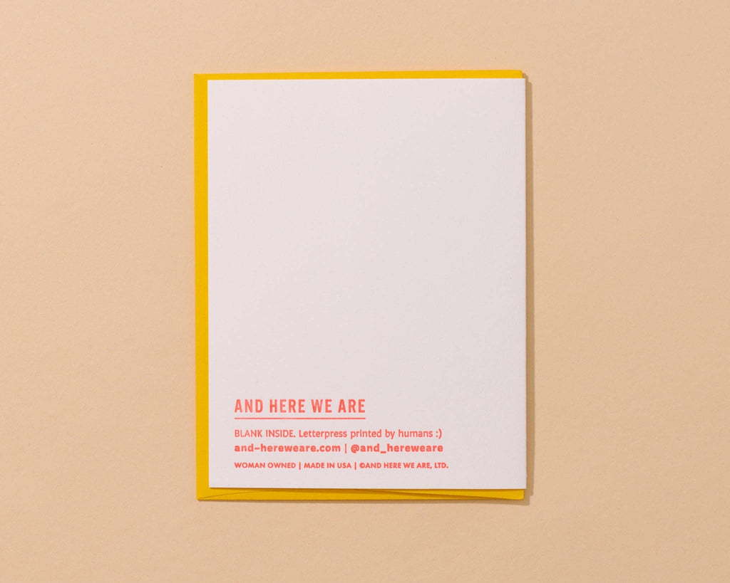 And Here We Are - Happy Birthday Hottie Letterpress Card - Hot Dog