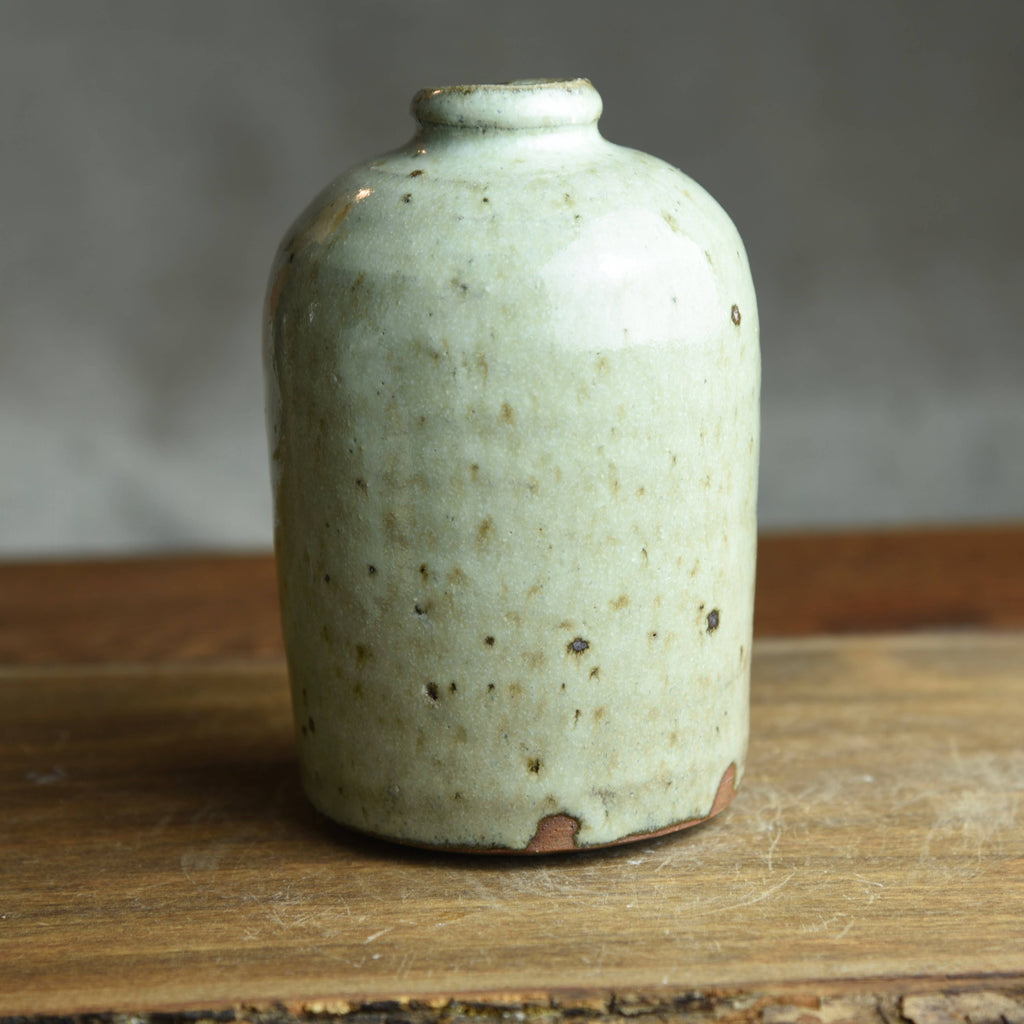 Matt Fishman Pottery - Bud Vase in White Ash Glaze Foraged Clay