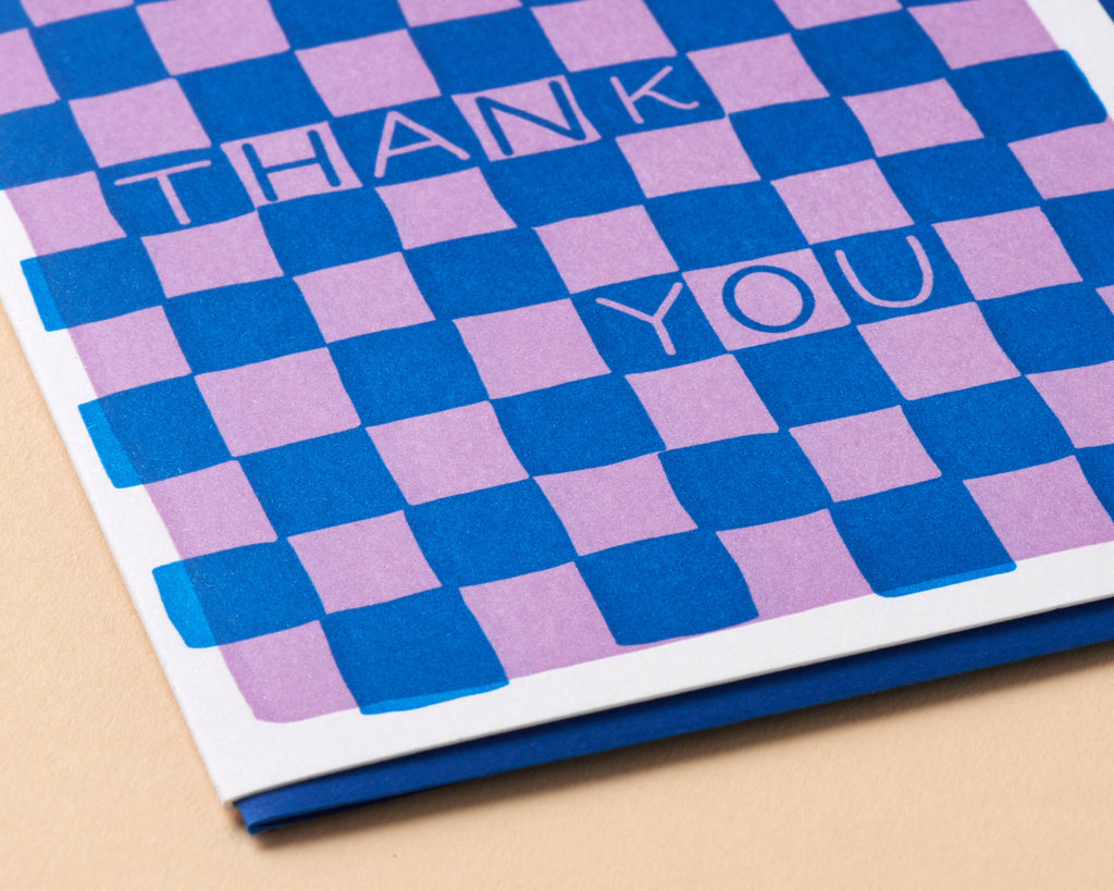 And Here We Are - Checkerboard Thank You Letterpress Greeting Card: Single Card