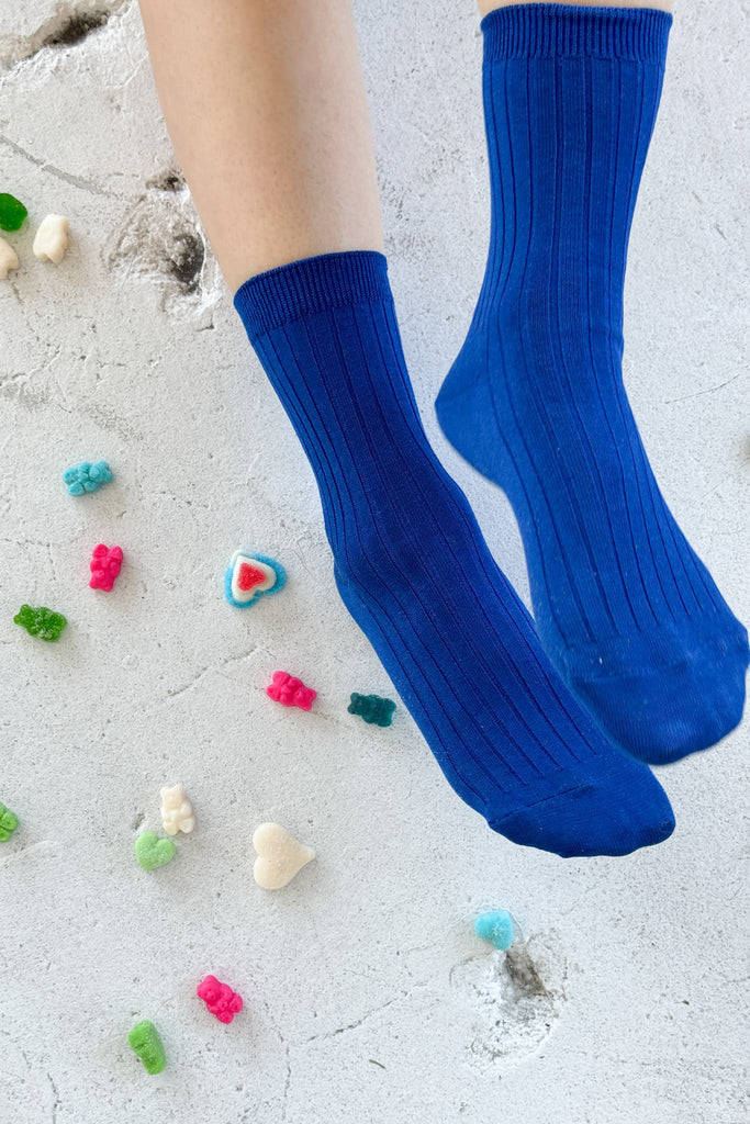 Le Bon Shoppe - Her Socks - Mercerized Combed Cotton Rib: Cobalt