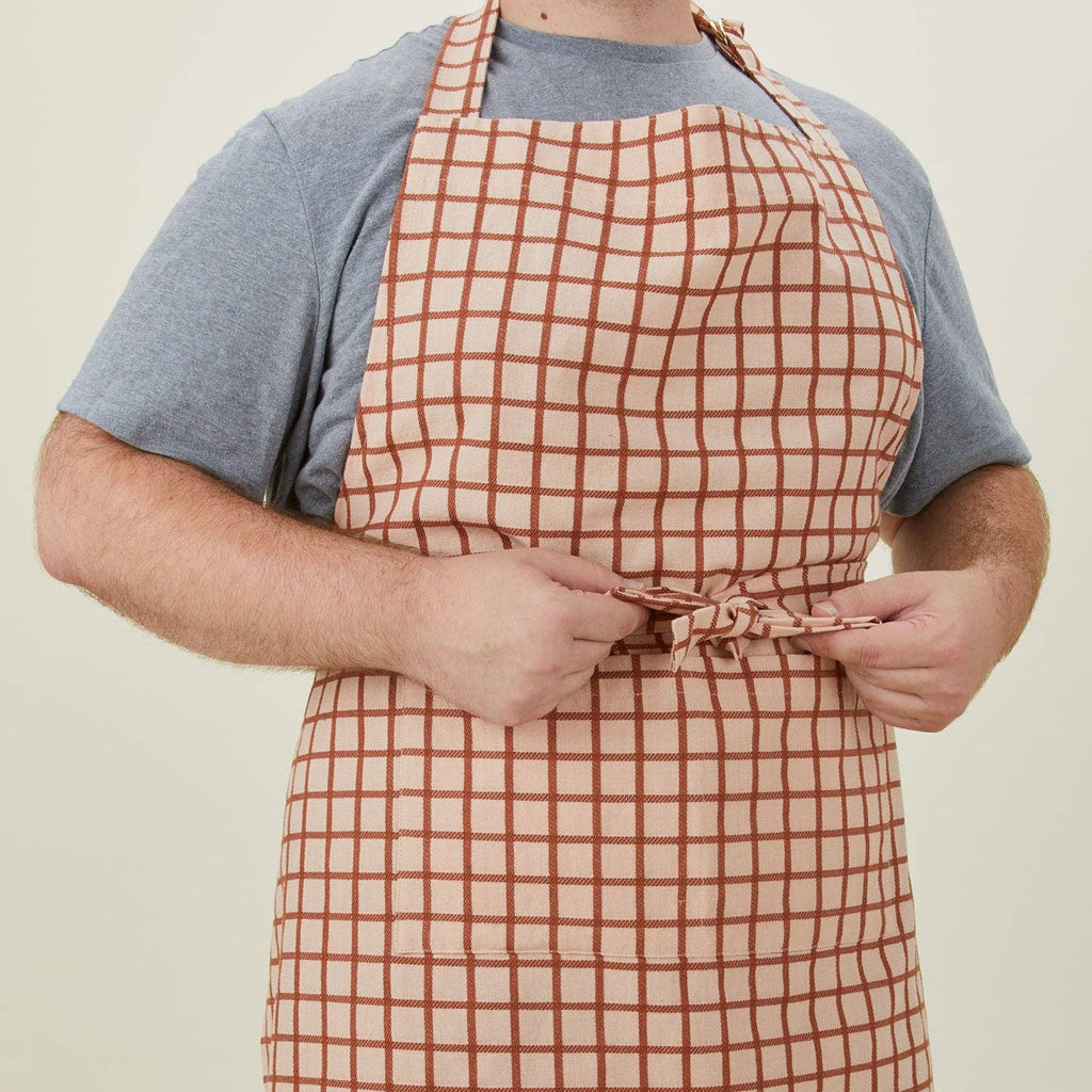 Hawkins New York - ESSENTIAL YARN DYED CHECK APRON: LIGHT GREY/DARK GREY