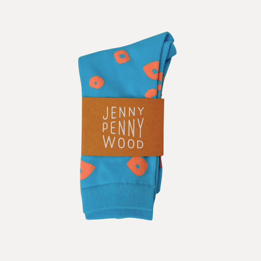 Jenny Pennywood - Crew Socks - Lucy - Peach & Capri