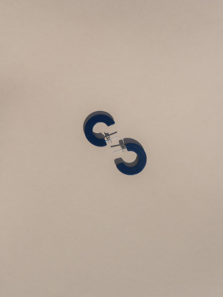 NAT + NOOR - Ray | Navy | Blue Hoop Earrings | New Thinner Style