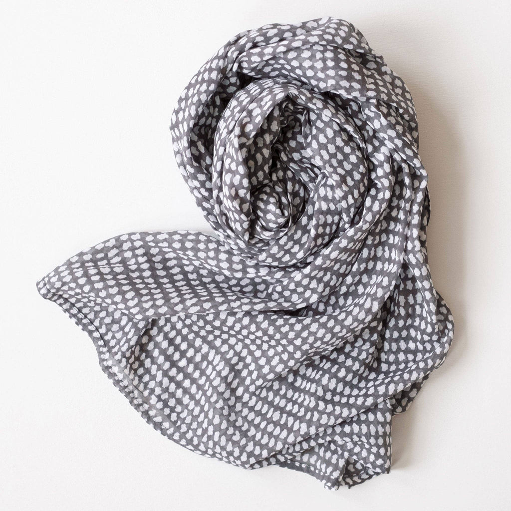 Graymarket Design - Dark Gray/White Dot Block Printed Scarf