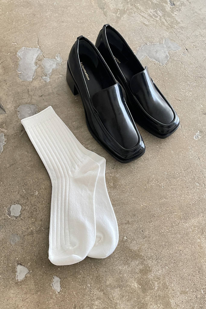 Le Bon Shoppe - Her Socks - Mercerized Combed Cotton Rib: Classic White