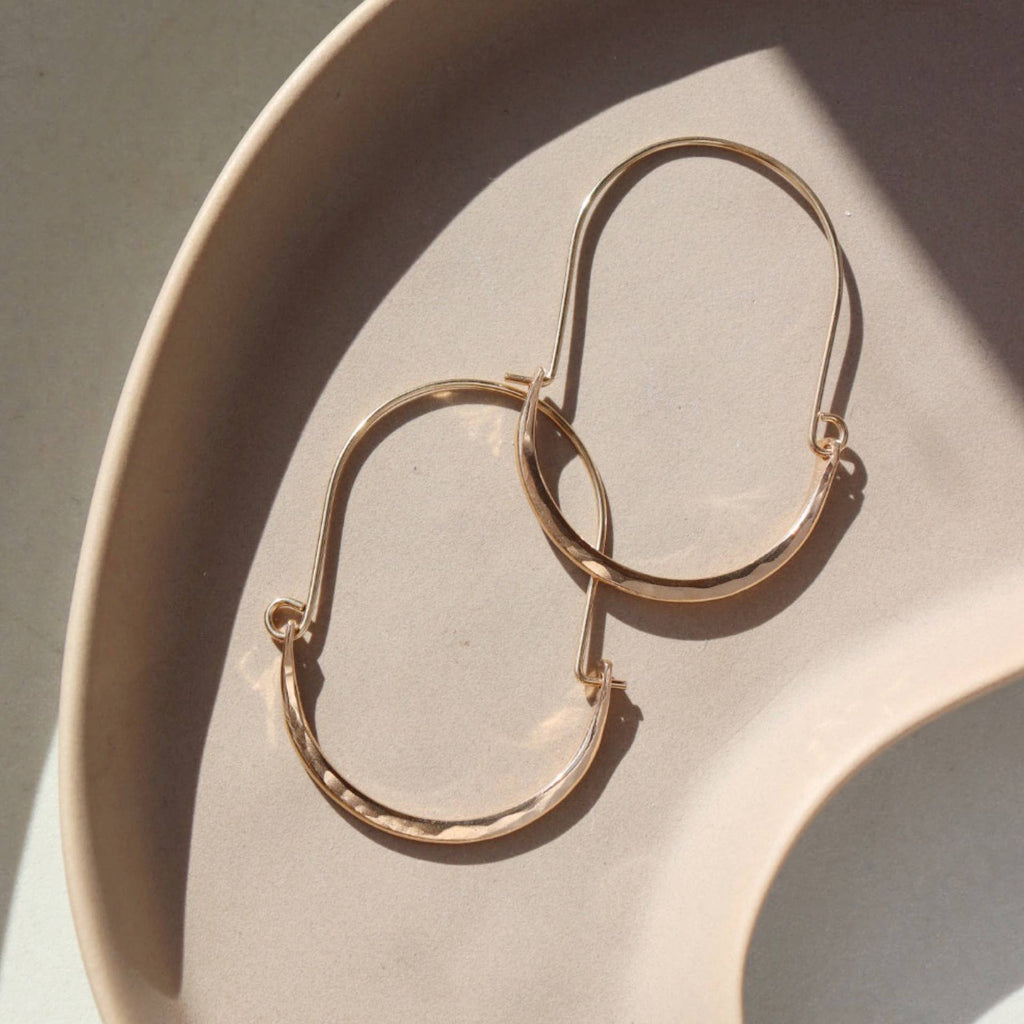 Token Jewelry - Hammered Paloma Hoops in 14k Gold Fill