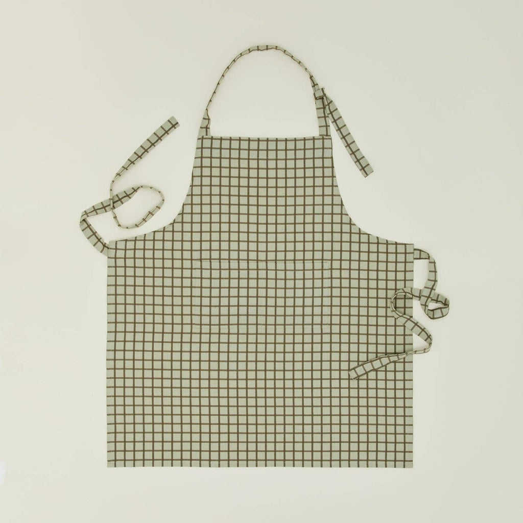 Hawkins New York - ESSENTIAL YARN DYED CHECK APRON: LIGHT GREY/DARK GREY