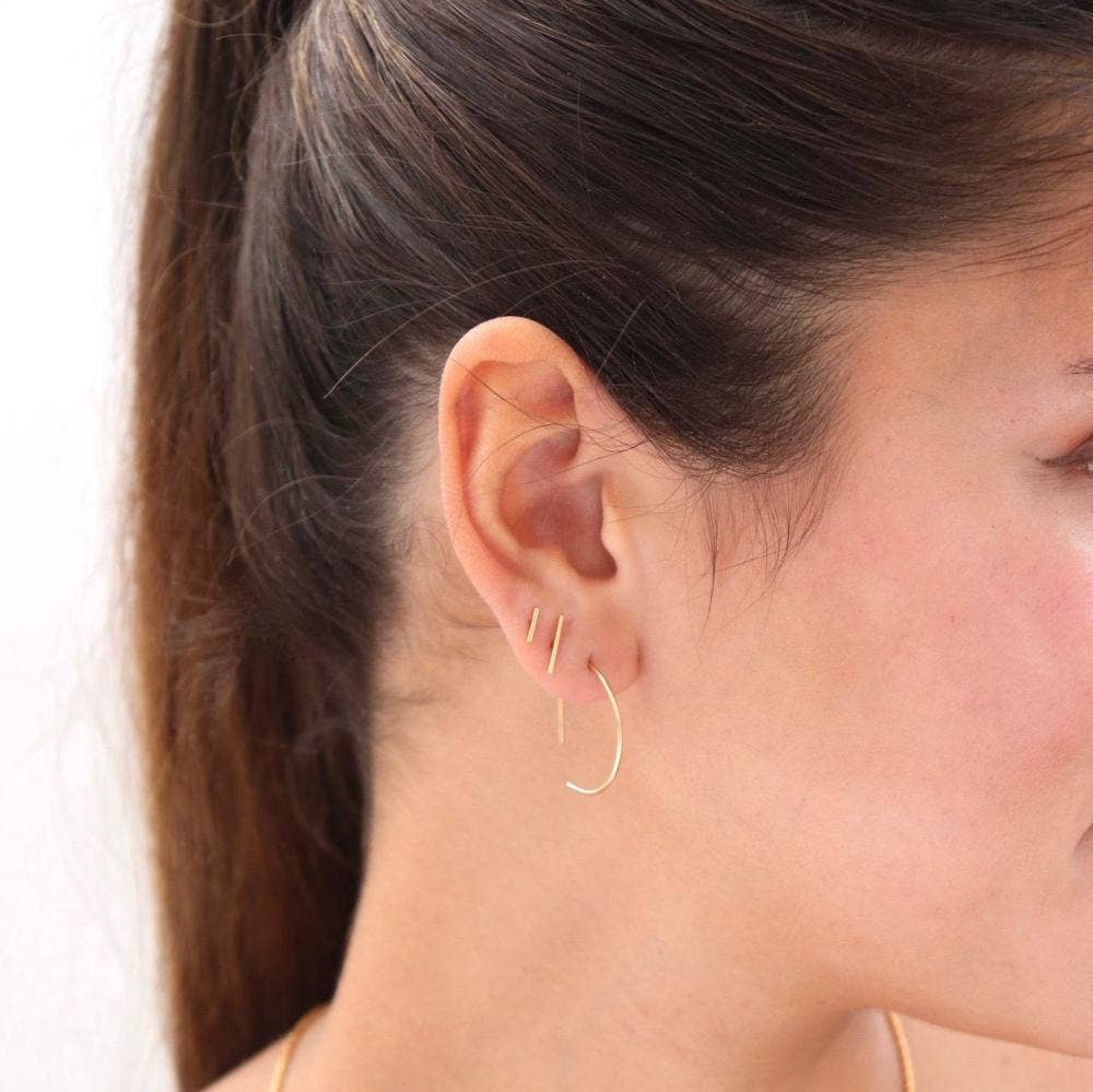 Token Jewelry - Bar Stud Earrings in 14k Gold Fill / Short