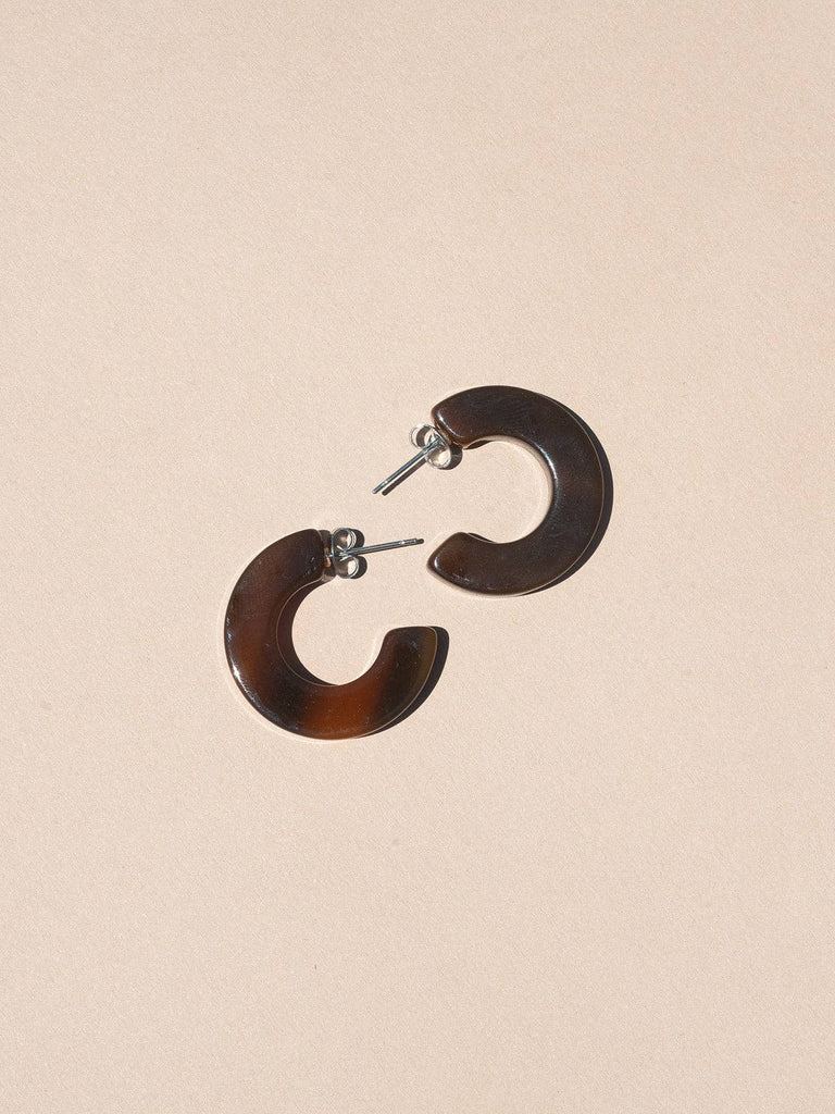 NAT + NOOR - Ray | Espresso | Brown Hoop Earrings | Medium Size