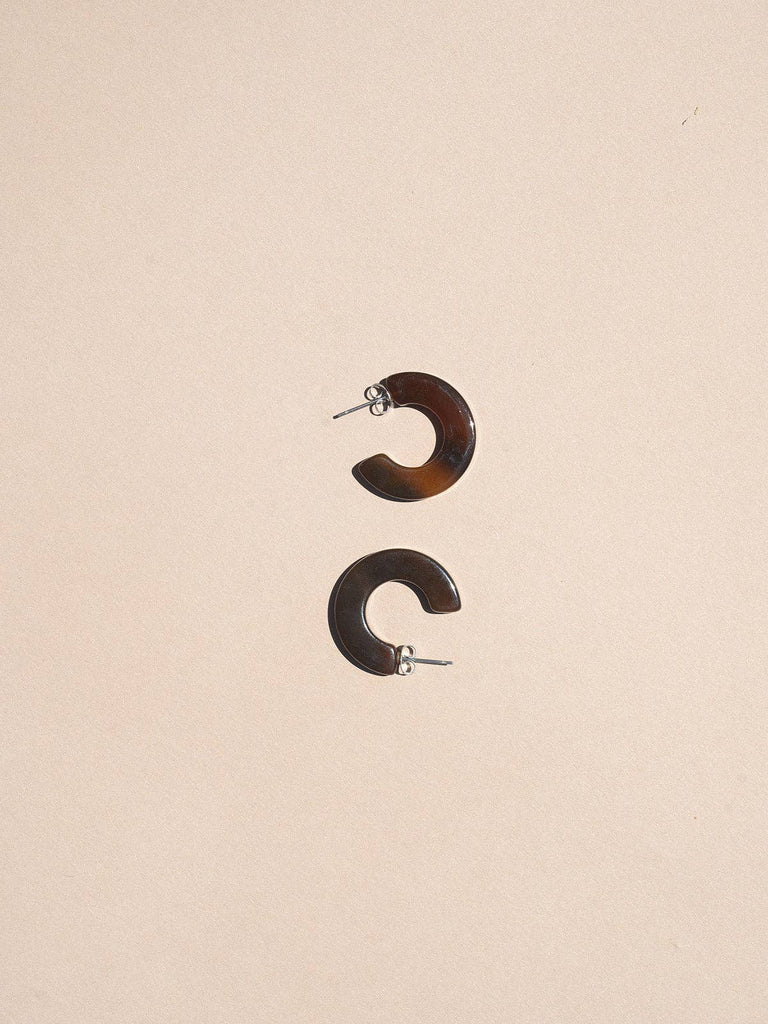 NAT + NOOR - Ray | Espresso | Brown Hoop Earrings | Medium Size