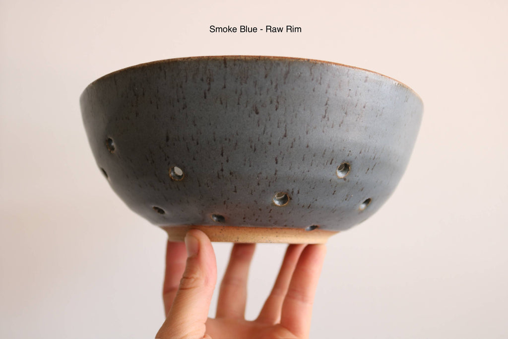 KJ Pottery - Berry Bowl: Moss Green / Raw rim