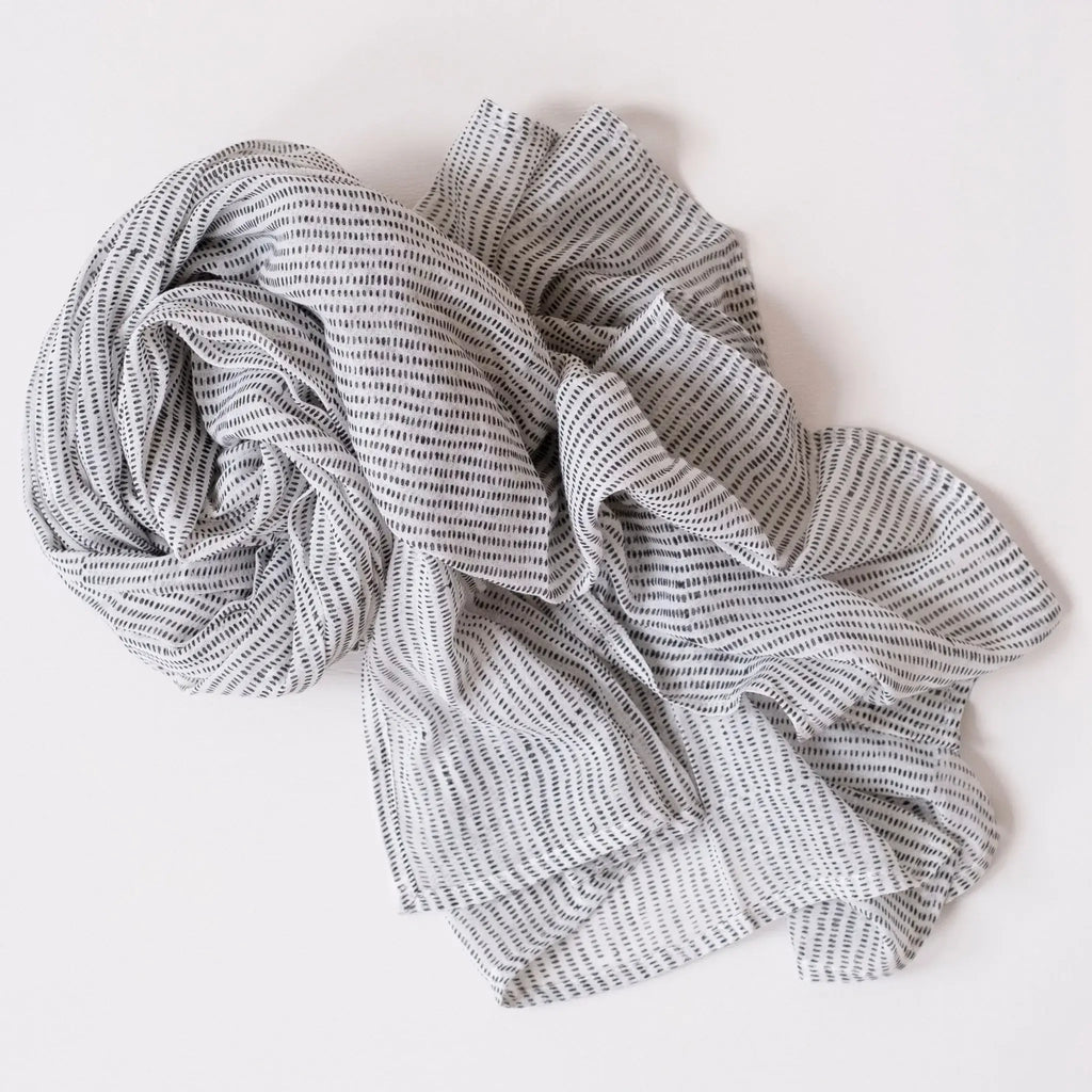 Graymarket Design - Alice Stripes Black Block Printed Scarf