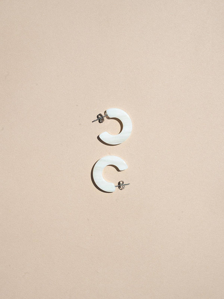 NAT + NOOR - Ray | Shell | Cream Hoop Earrings | Medium Size