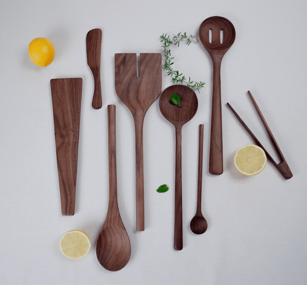 JBrody & Co. - 13” Walnut Wooden Salad Server / Spatula Set