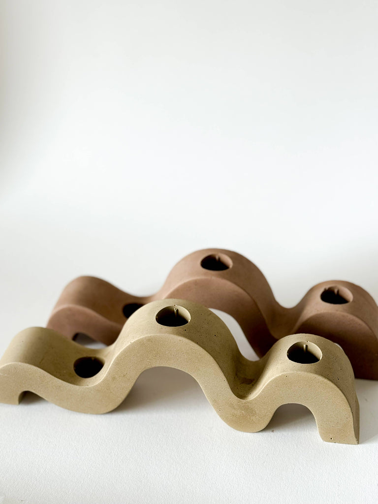Sunday Nomad - Wavy Taper Candle Holder | Candlestick Holder: Saddle
