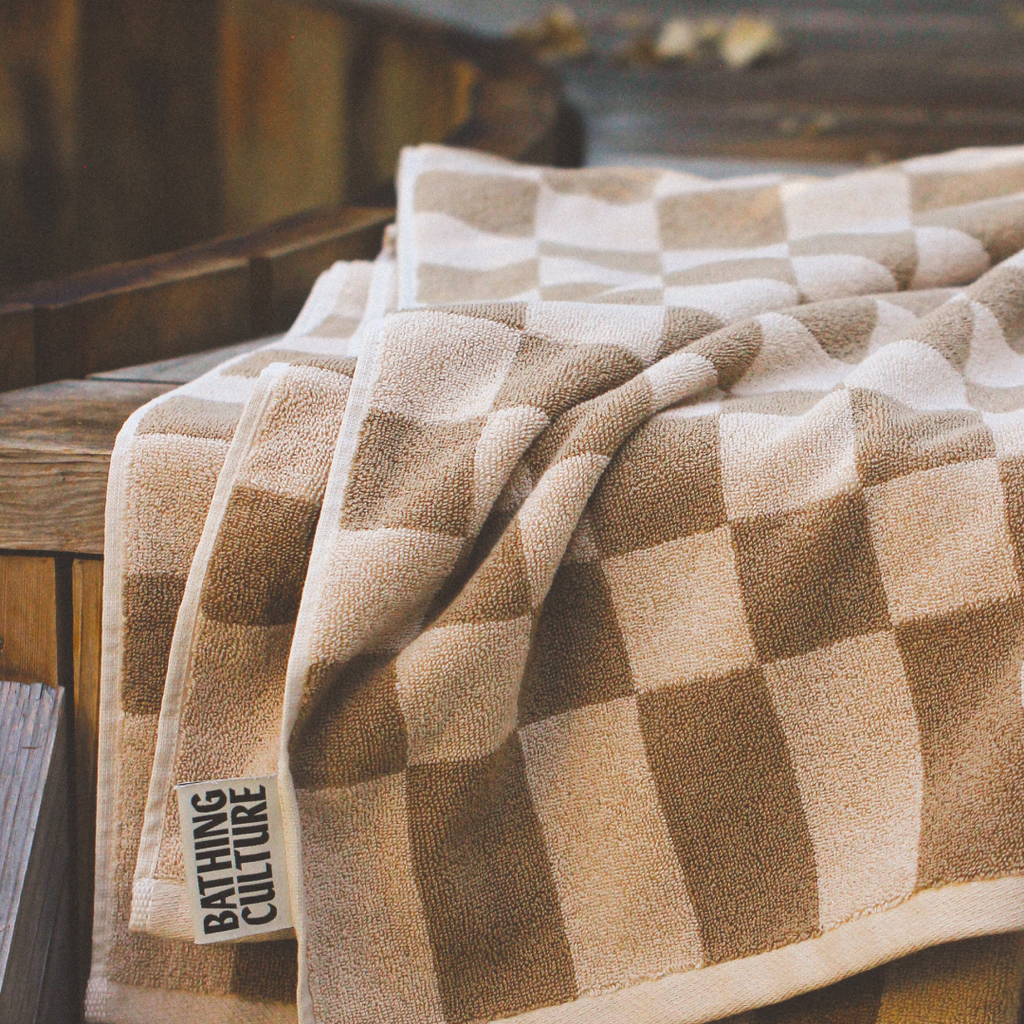 Bathing Culture - Bathhouse Check Organic Cotton Body Towel - Oak