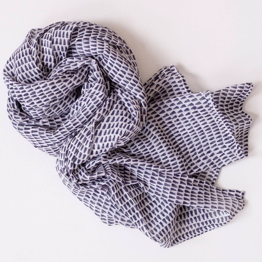 Graymarket Design - Nya Navy Block Printed Scarf