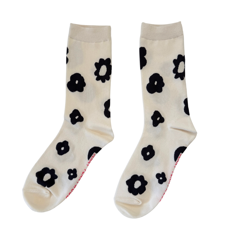 Jenny Pennywood - Crew Socks - Celeste in Black & Natural
