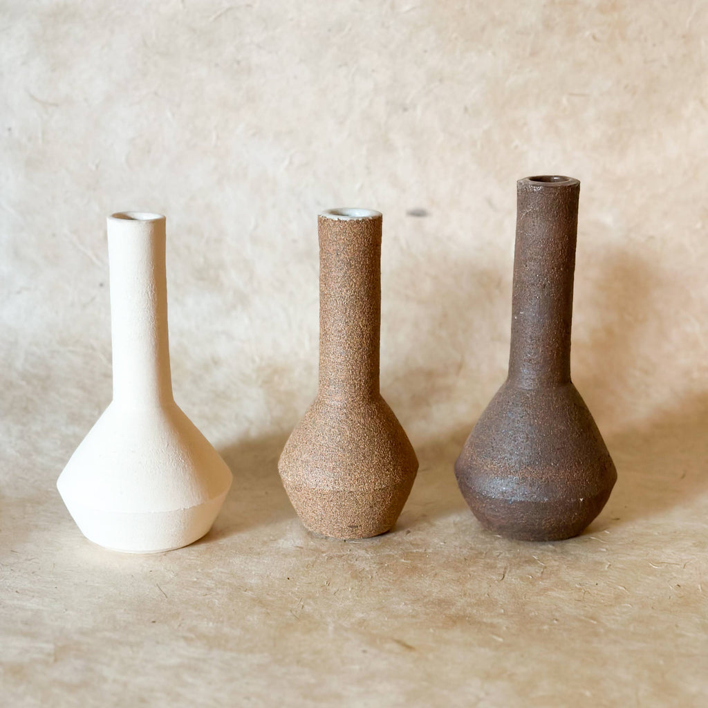 Olivia Snow Ceramics - Small Long Neck Vase: Light Brown