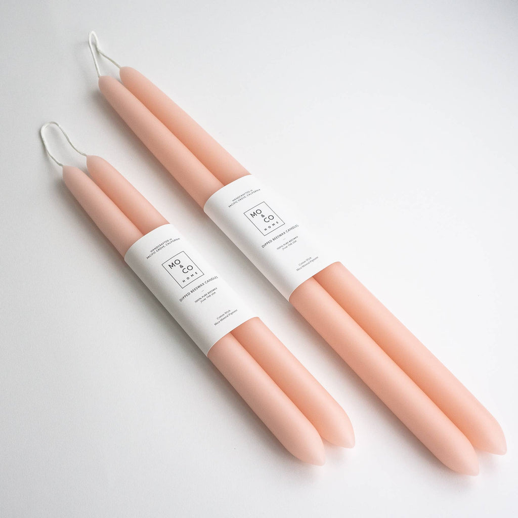 Mo&Co Home - 10" & 14" - 100% Beeswax Dipped Candles | Pink Rose: 10 Inches
