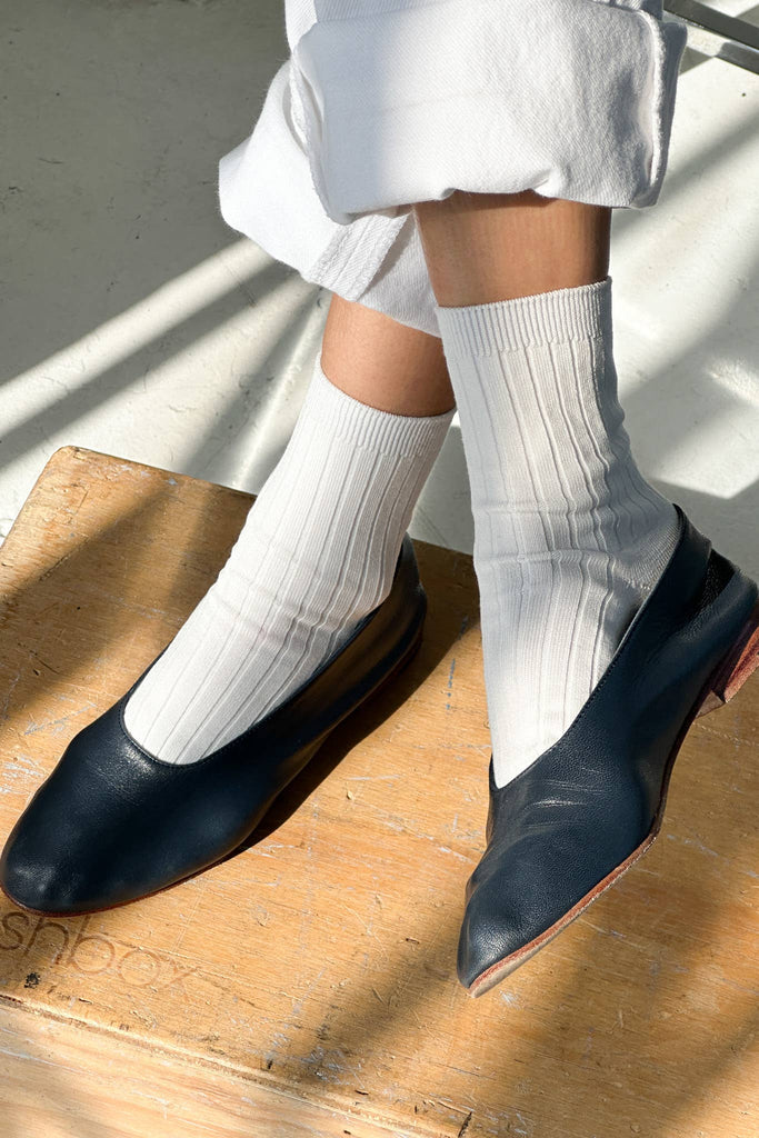 Le Bon Shoppe - Her Socks - Mercerized Combed Cotton Rib: Porcelain