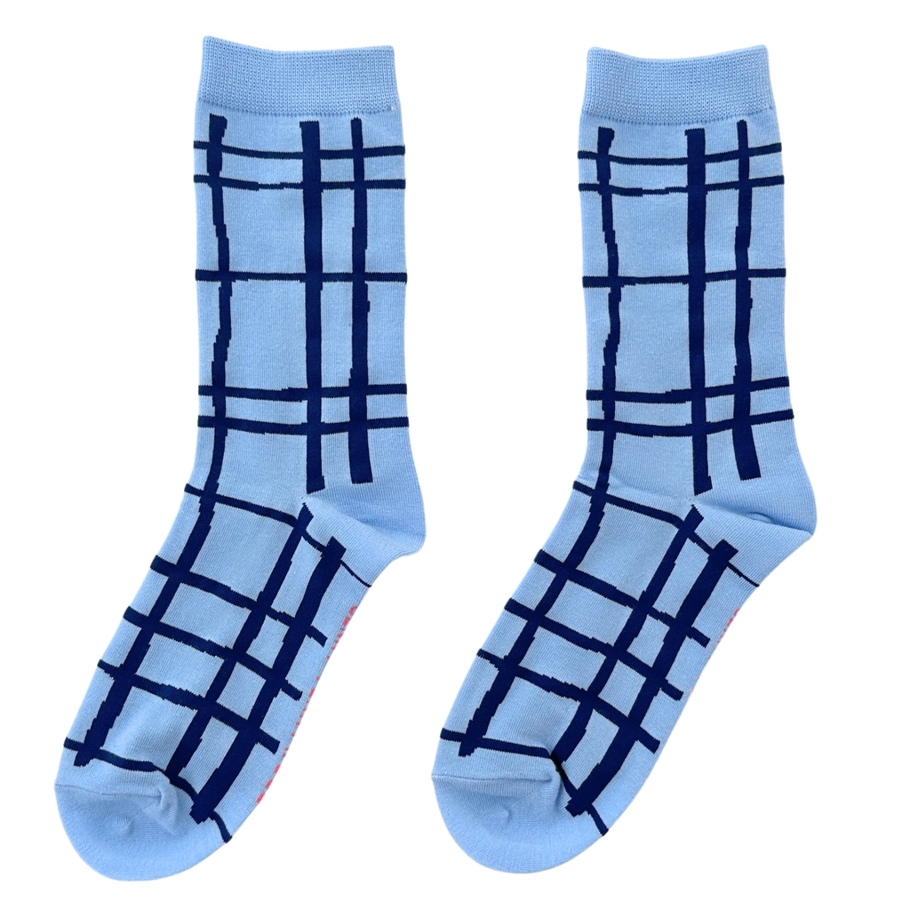 Jenny Pennywood - Crew Socks - Darby in Steele Blue & Midnight