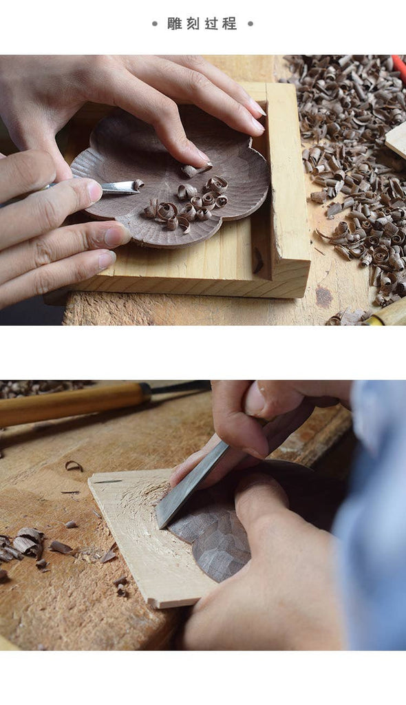 Senser Woodcraft - Black walnut Hand-carved flower plate