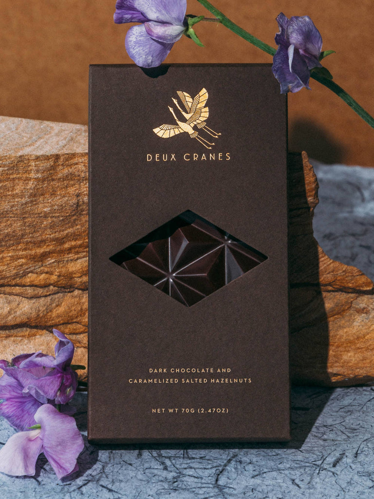 Deux Cranes - 70% Dark Chocolate with Caramelized Hazelnuts (Dairy Free)