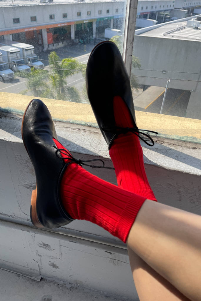 Le Bon Shoppe - Her Socks - Mercerized Combed Cotton Rib: Classic Red