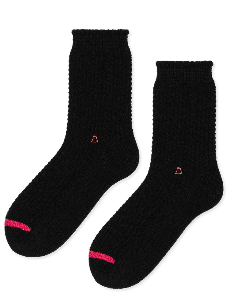 Hansel from Basel- Honeycomb Wool Crew Socks, MENS, Black