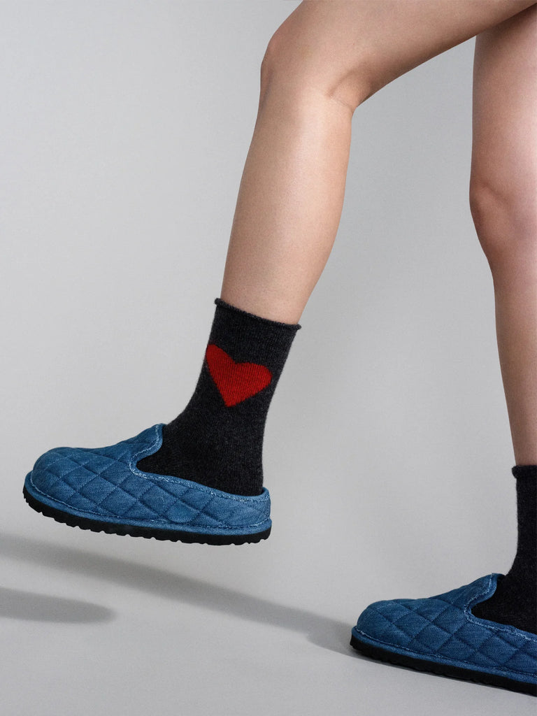 Hansel from Basel- Love Cashmere Crew Socks, Charcoal