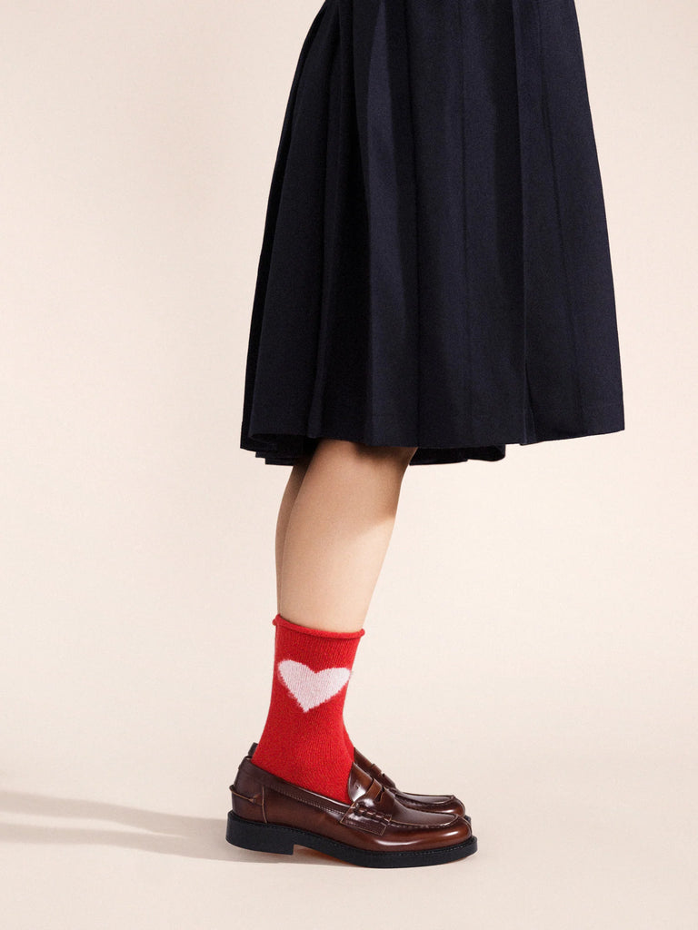 Hansel from Basel- Love Cashmere Crew Socks, Red