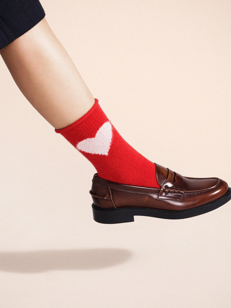 Hansel from Basel- Love Cashmere Crew Socks, Red