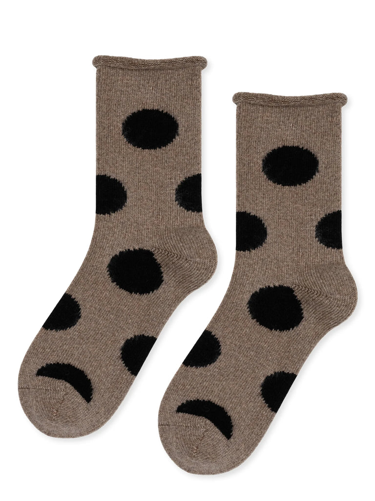 Hansel from Basel- Rie Cashmere Crew Socks, Walnut