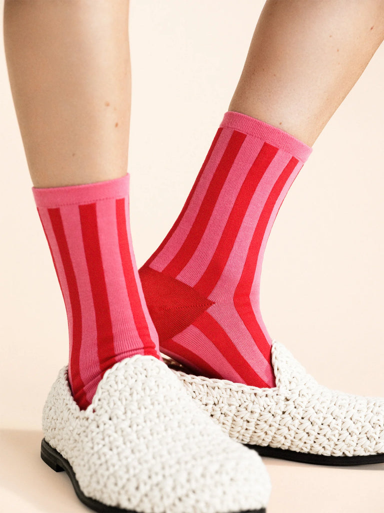 Hansel From Basel- Manchester Crew Socks, Flamingo