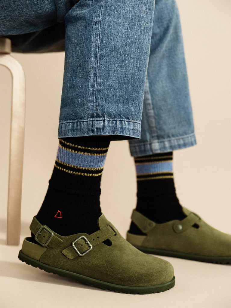 Hansel from Basel- Athleisure Rib Cashmere Crew Socks, Black, MENS