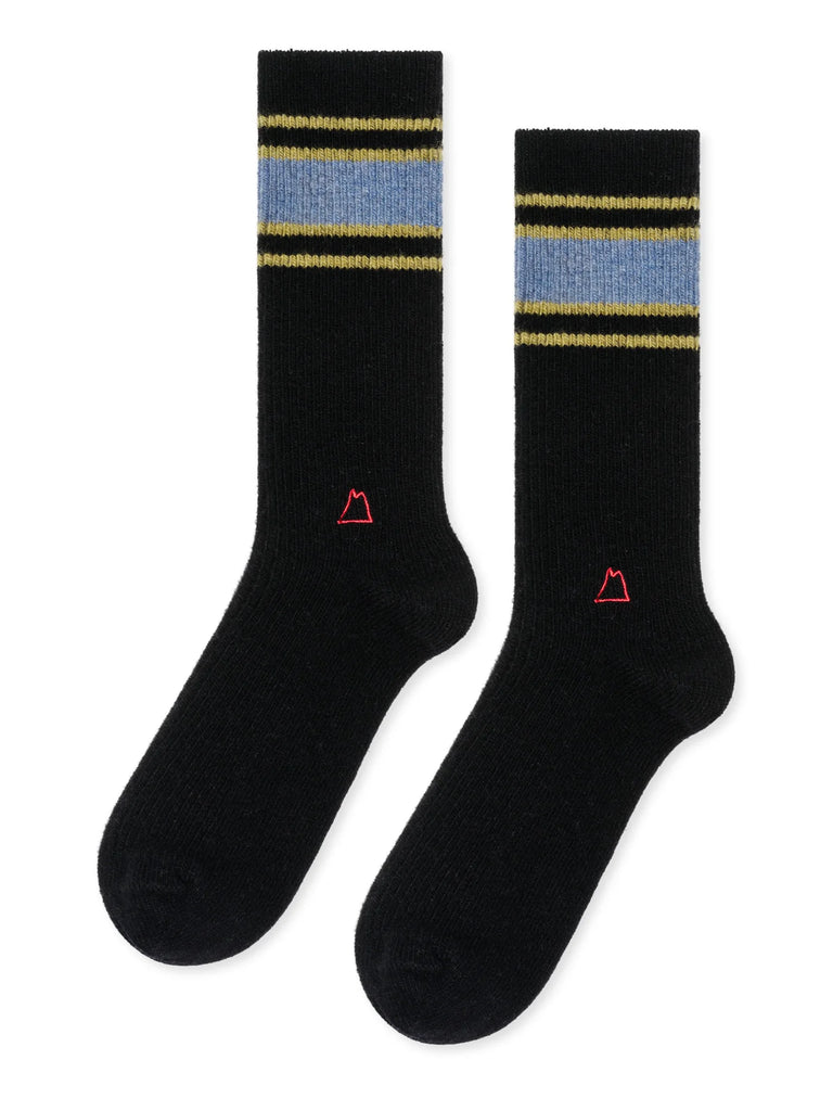 Hansel from Basel- Athleisure Rib Cashmere Crew Socks, Black, MENS
