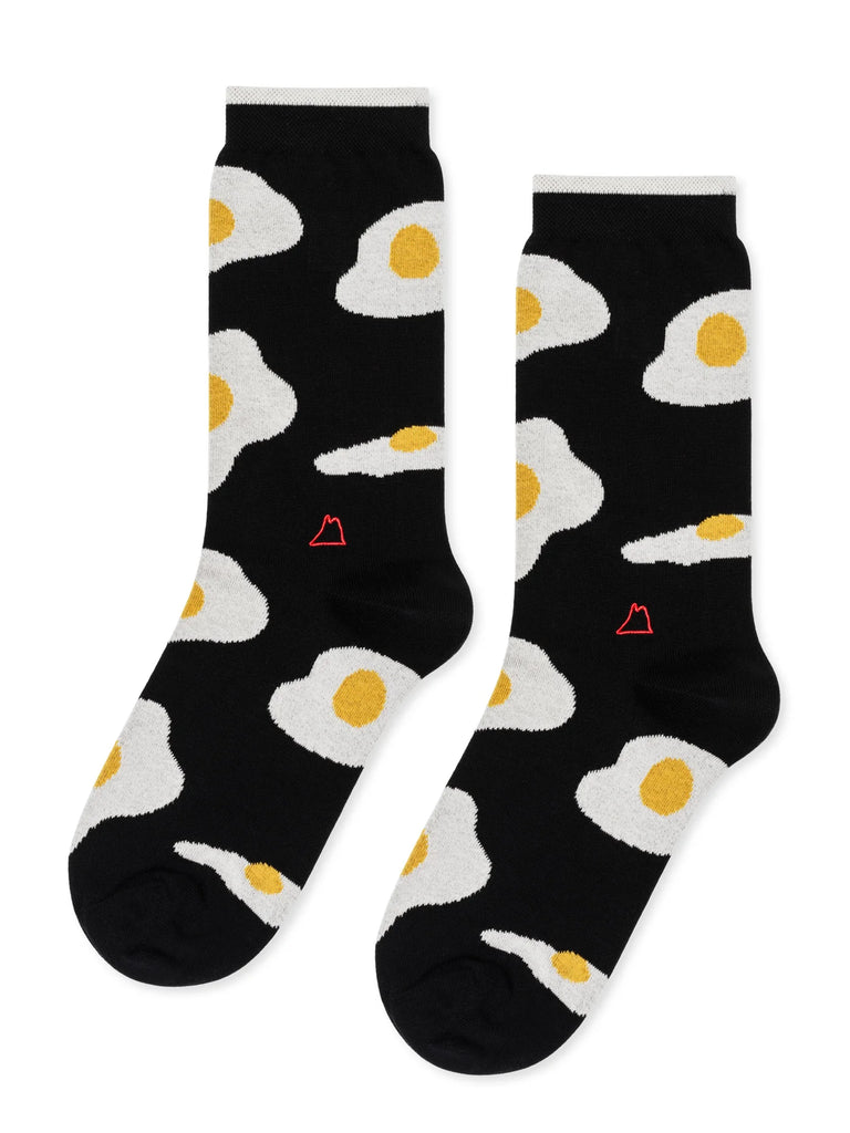 Hansel from Basel- Sunny Side Up Crew Socks, MENS, Black