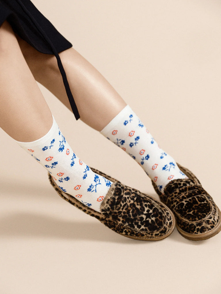 Hansel From Basel- Feedback Floral Crew Socks, Blue