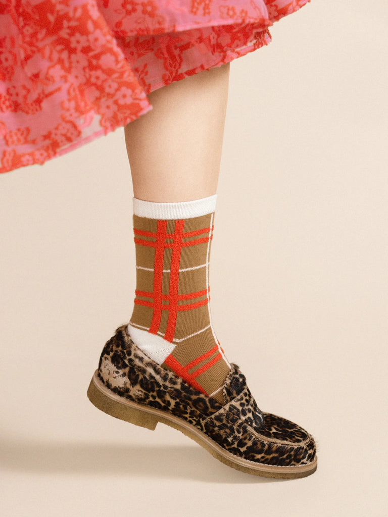 Hansel From Basel- Boucle Plaid Crew Socks