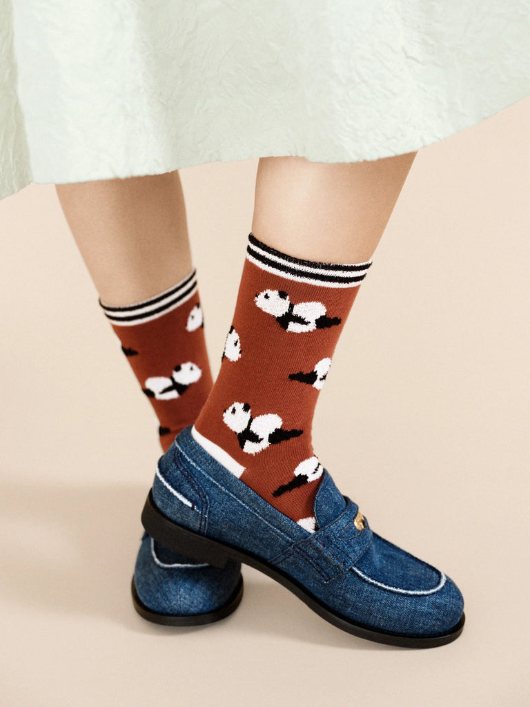 Hansel From Basel- Yoga Panda Crew Socks, dark spice