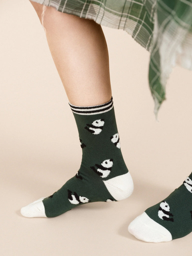 Hansel From Basel- Yoga Panda Crew Socks, hunter green