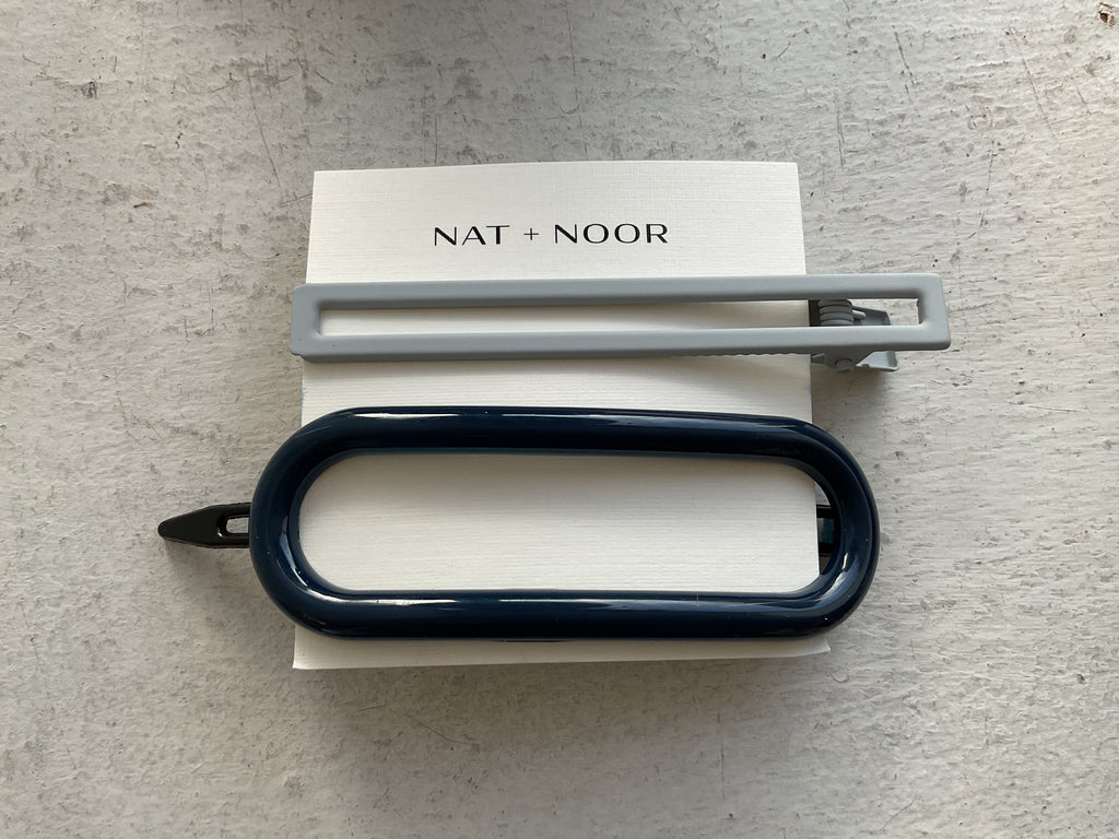 Nat + Noor- Byron barrette in Blue and Grey